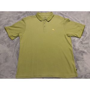Tommy Bahama Polo Shirt Mens XL Green 3 Button Collared Short Sleeve Front Logo